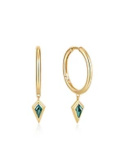 Gold Sparkle Drop Pendant Hoop Earrings
